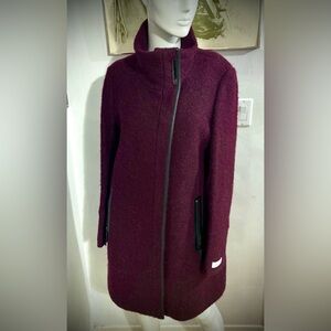Calvin Klein Merlot Wool Blend Modern Car Coat - Medium
